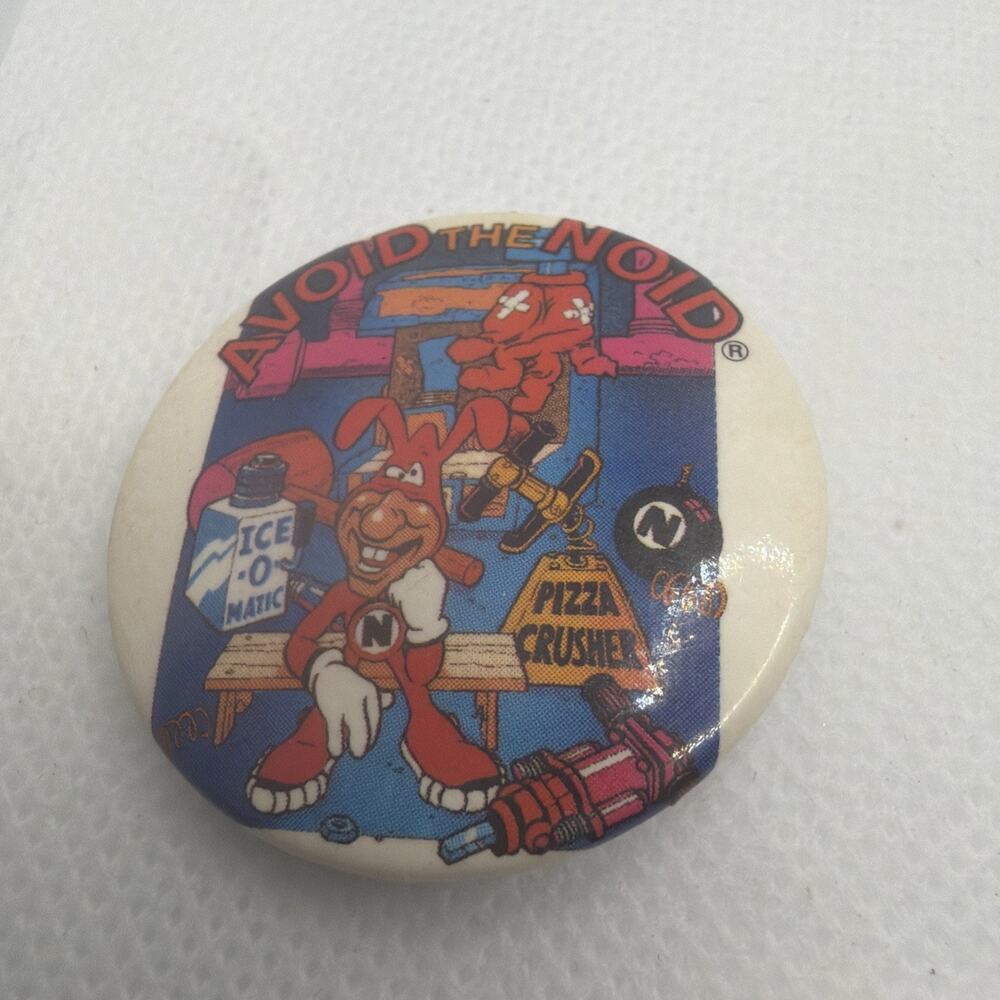 Avoid The Noid Call Domino's Pizza Graphic Mascot Vintage Metal Pinback Button